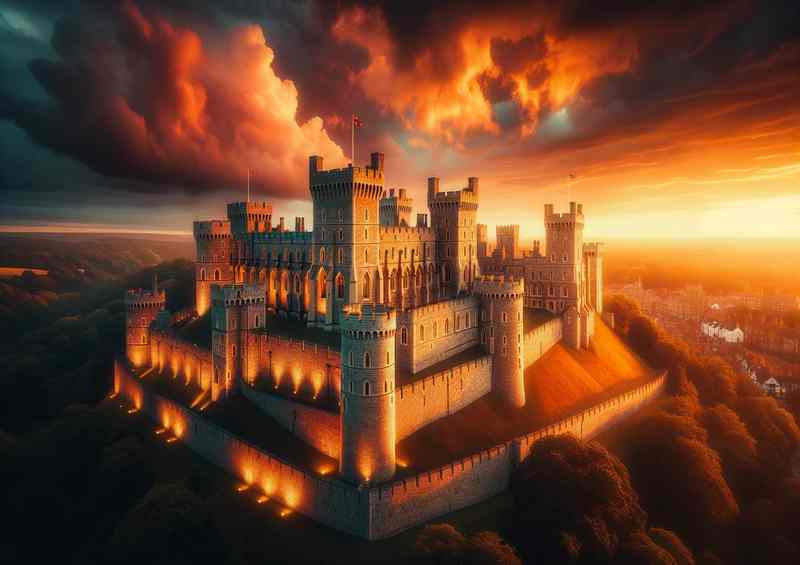 Stunning Windsor Castle Majestic Sunset Glow | Metal Poster
