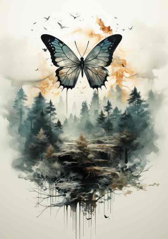 Wilderness Waltz Mesmerizing Butterfly Exposure | Metal Poster