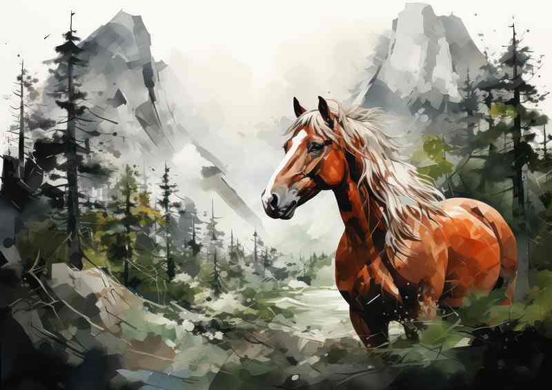 Ethereal RealmsA Horse Double Exposure Forest Wonders | Metal Poster