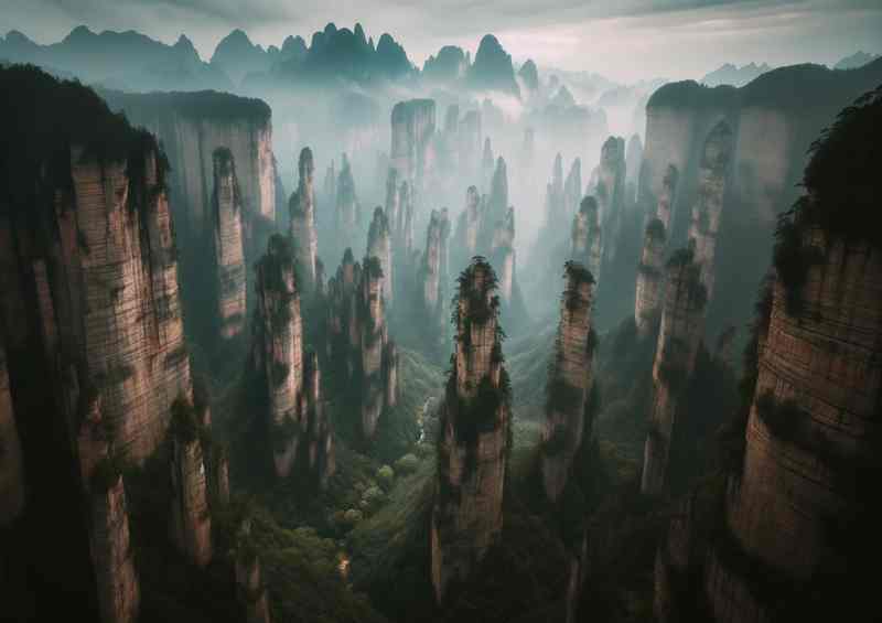 Tianzi Mtns China Pillars | Metal Poster