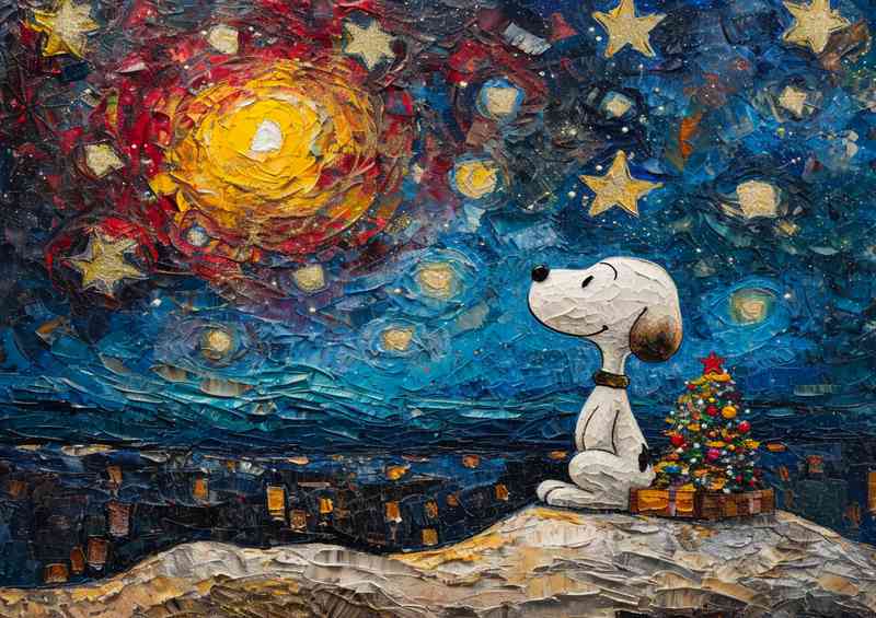 Beagle dog under the stars | Metal Poster