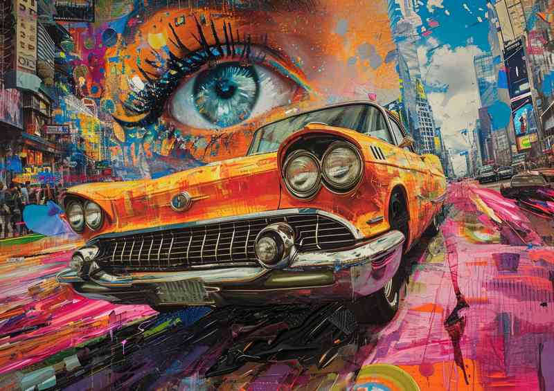 Collage driving the world street | Metal Poster