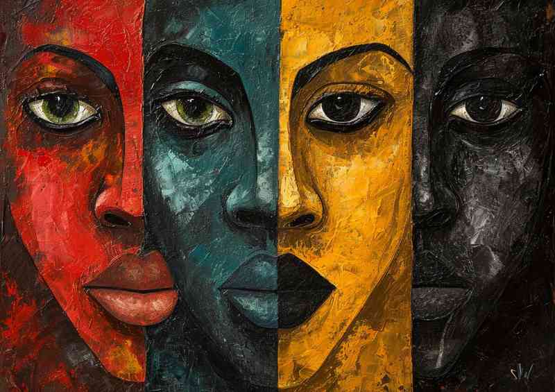 Four faces various colours | Metal Poster