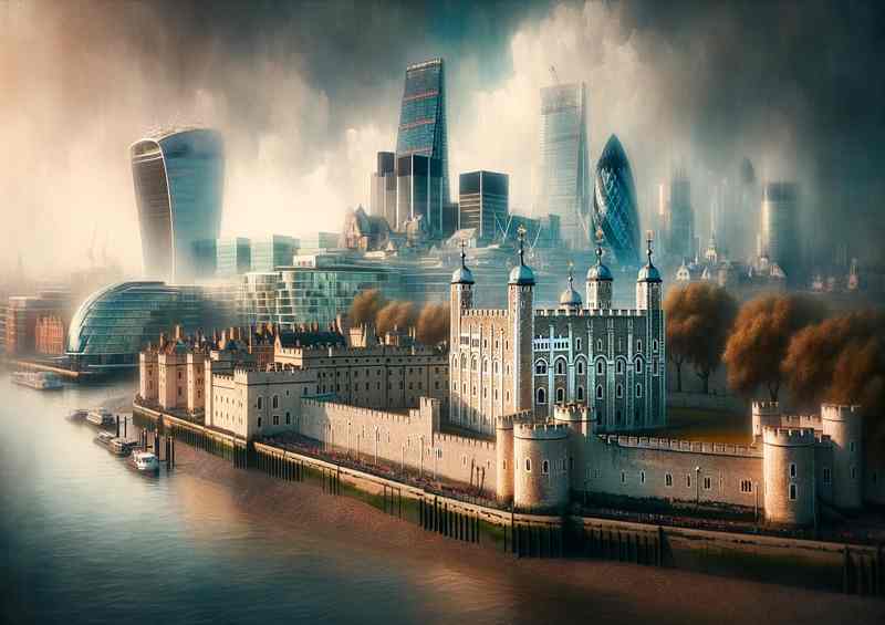 Tower of London beside the River Thames | Metal Poster