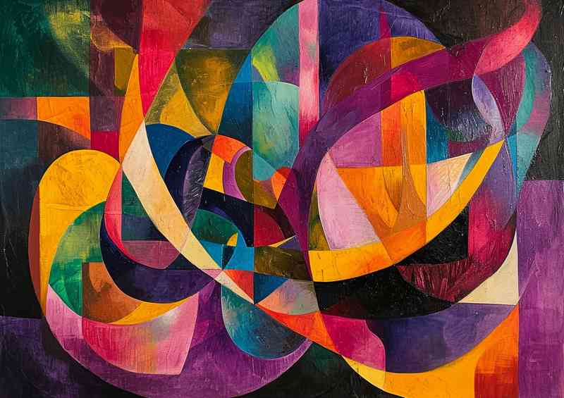 Painting depicts an abstract colours and shapes | Metal Poster