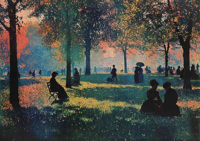 People in the park sitting | Metal Poster