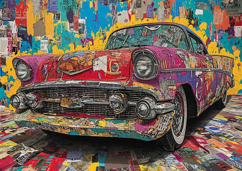 Poster of a car covered with graffiti | Metal Poster