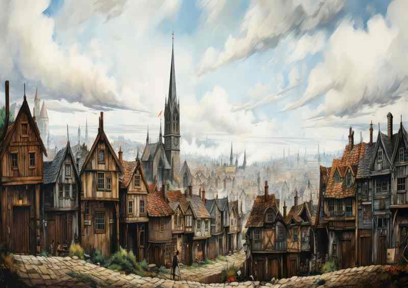 Enchanted Village Vibrant World of Fantasy | Metal Poster