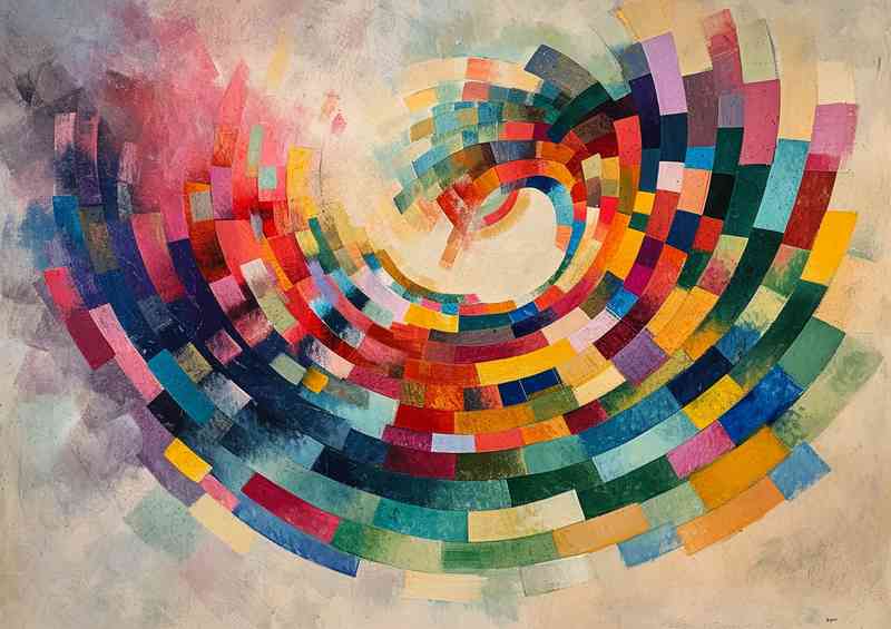 Rainbow colours in a circle abstract art | Metal Poster