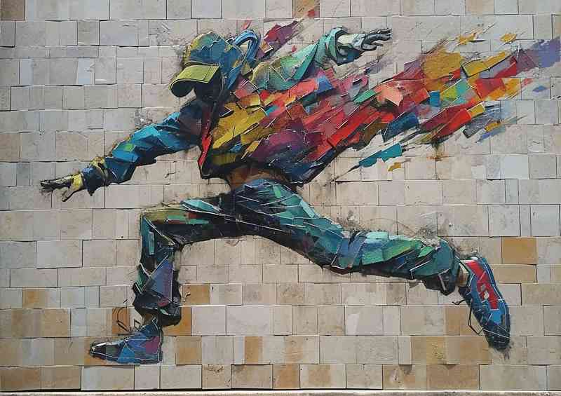 Street dancer on a painted street art wall | Metal Poster