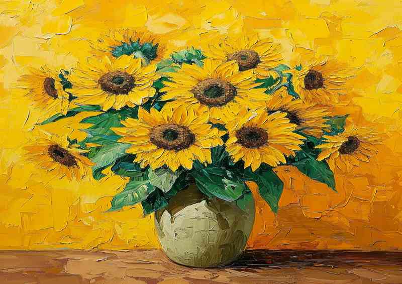 Sunflowers in a yellow vase | Metal Poster