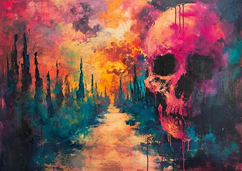 The poppy ecstasy skull and trees style art | Metal Poster