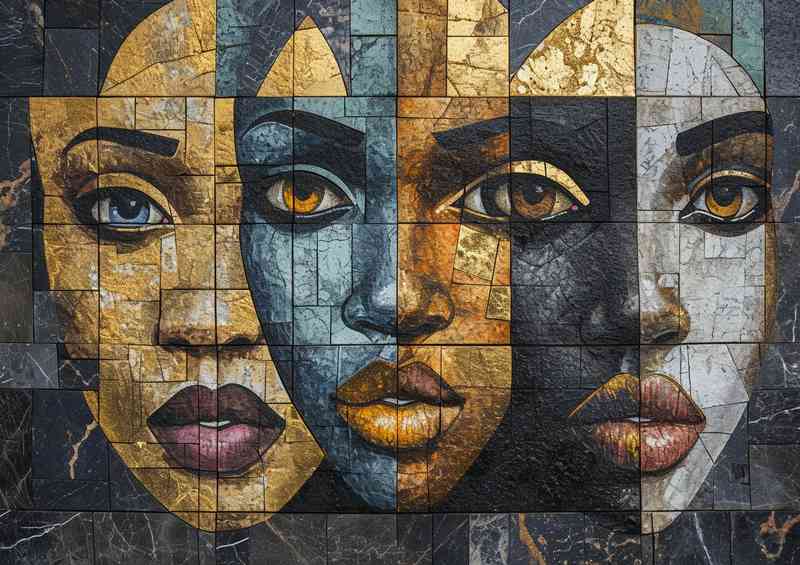 The three ladys in a abstract form | Metal Poster