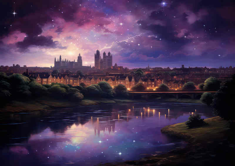 Purple Sky Castle Metal Poster