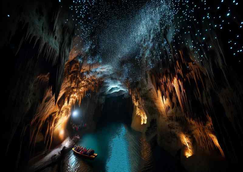 Waitomo Glowworm Caves NZ Starry Night Sub. World | Metal Poster