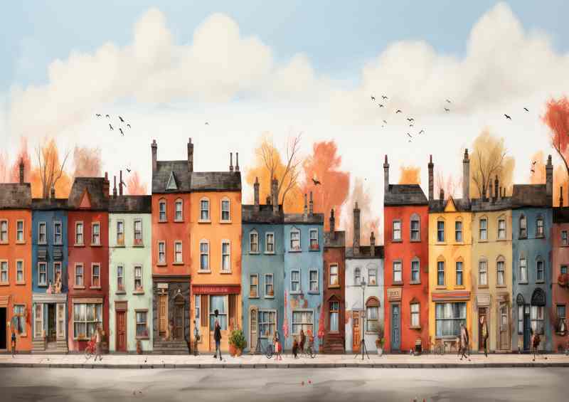 Village Charms Whimsical Colours in Play | Metal Poster