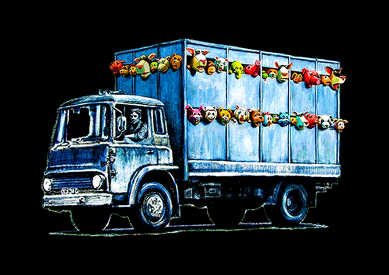 Banksy meat truck | Metal Poster