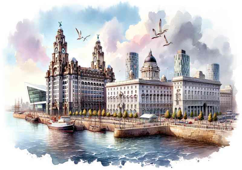 Liverpool Watercolour Metal Poster