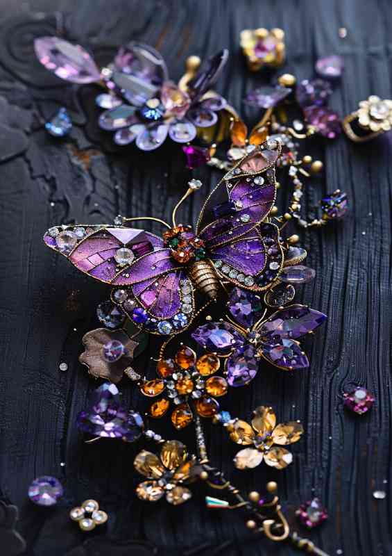 Beautiful butterfly with a purple and gold | Metal Poster