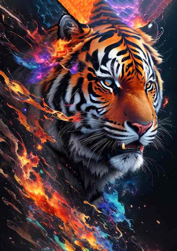 Celestral Mr Tiger Artistic Splash Vision | Metal Poster