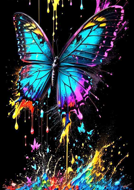 Colourful Butterfly splash art Amazing colours | Metal Poster