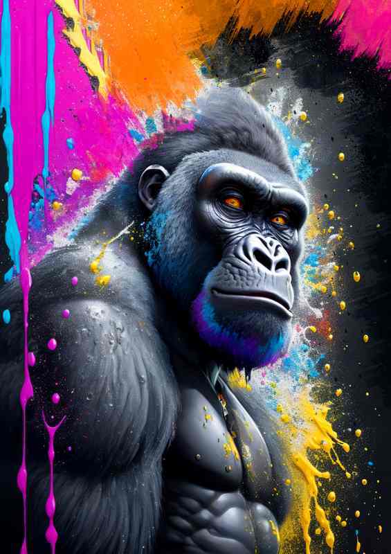 Gorilla Splash Art Metal Poster