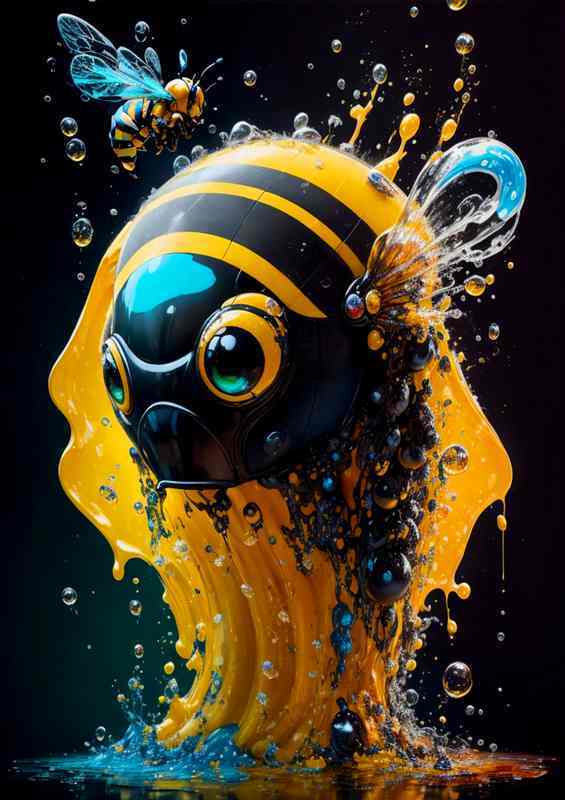 Intelegent bees with a splash of colour | Metal Poster