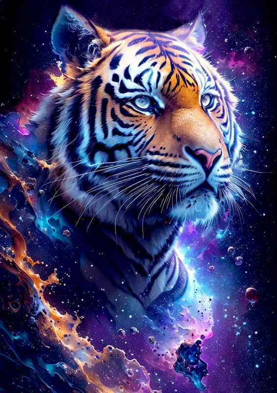 Tiger in Space Metal Poster