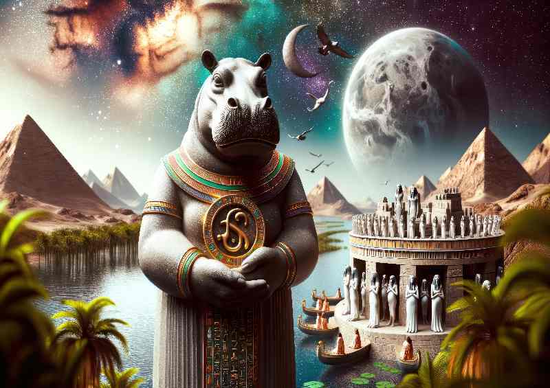 Egyptian goddess Taweret hippopotamus of childbirth | Metal Poster