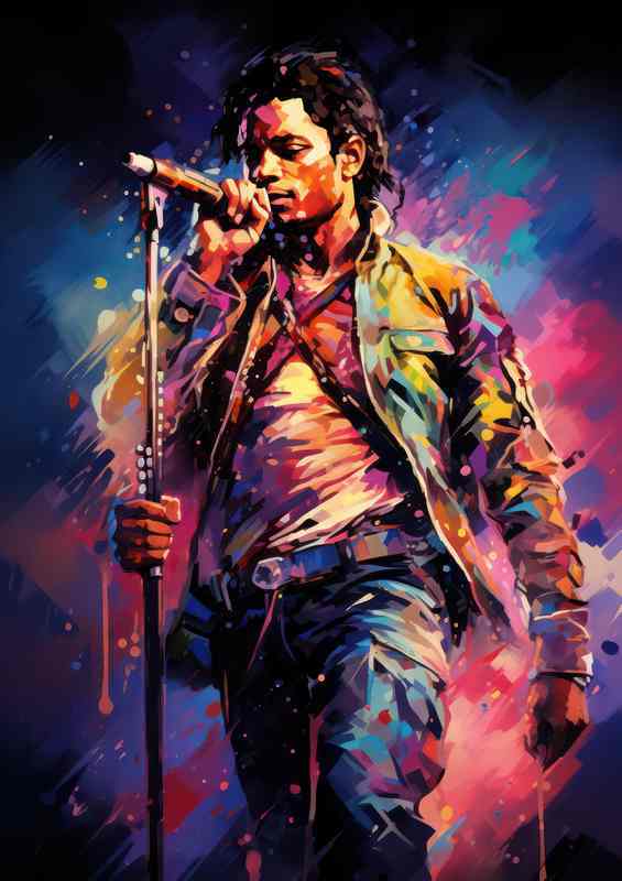The King Michael Jackson rocking the mic | Metal Poster