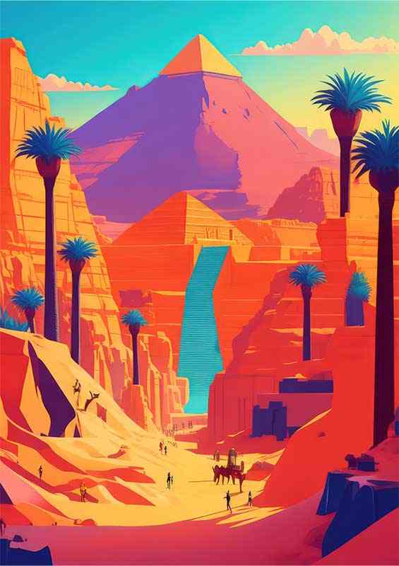 Valley Kings Egypt Metal Poster | Modern Flat Design
