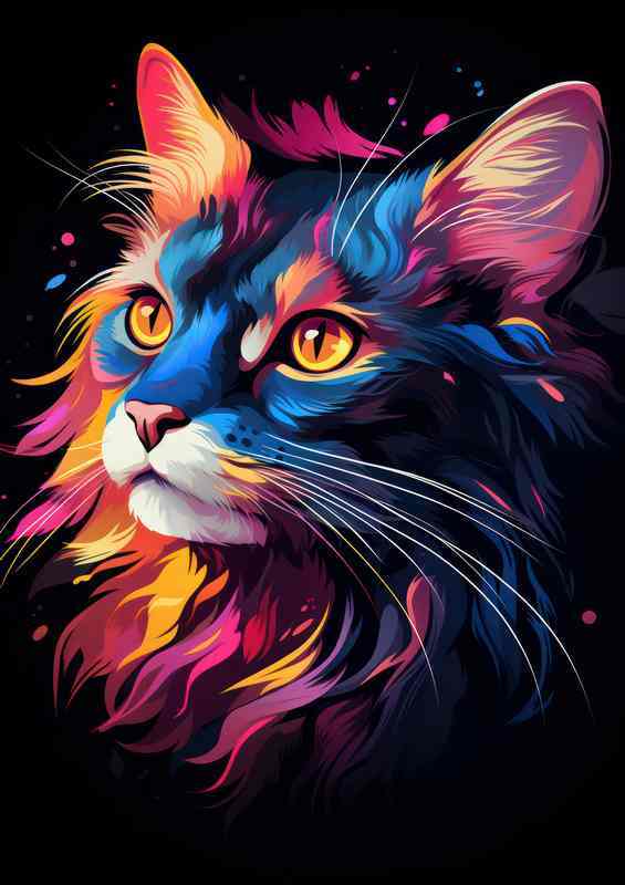 The Allure of Colorful Cats | Metal Poster