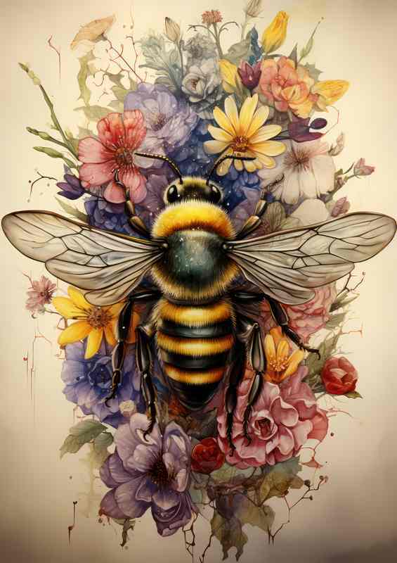 Honeybees and Blooms A Tale of Natures Symbiosis | Metal Poster