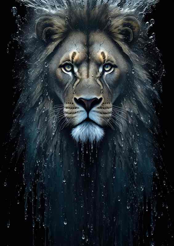 Roaring Lion Splash Art Metal Poster