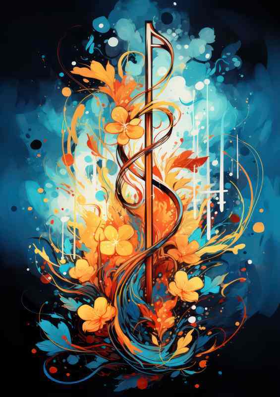 Sitar Strings Mystic Melodies music notes | Metal Poster