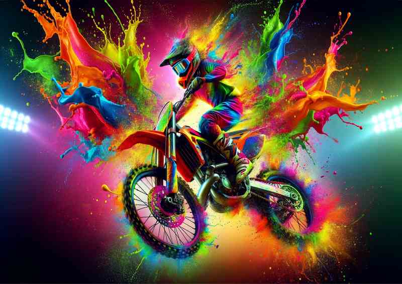 Vibrant Moto Acrobat | Metal Poster