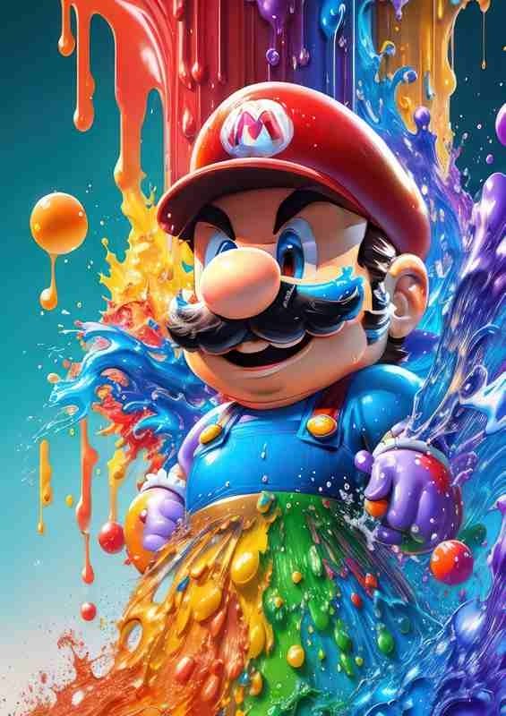 Mario exploding with colours | Metal Poster