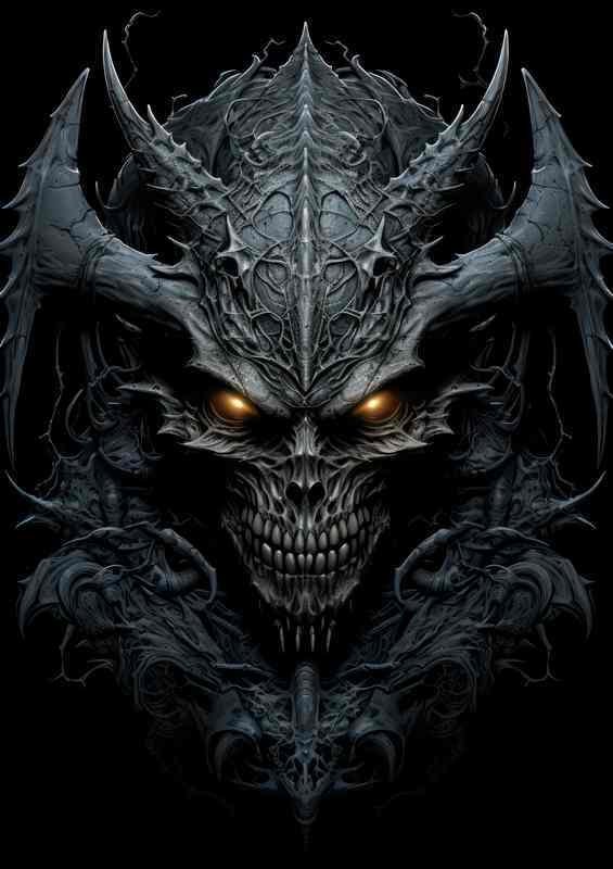 A black Dragon with fire yellow eyes | Metal Poster