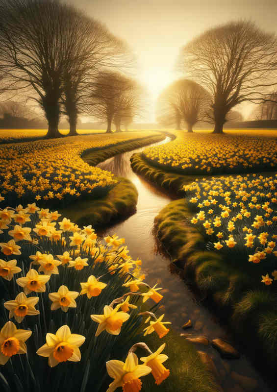Bright British Daffodils Metal Poster
