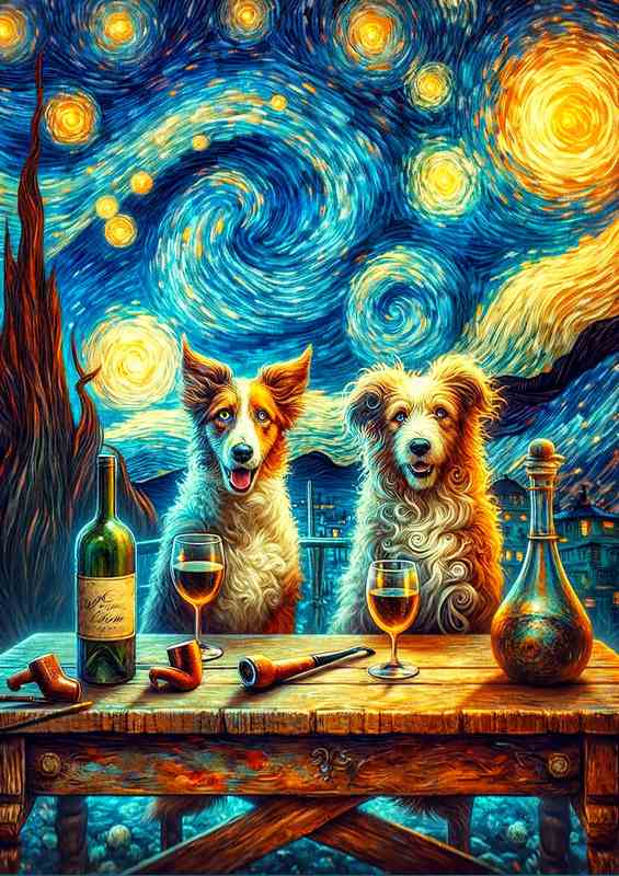 Dreamy Canine Wine Art | Metal Poster
