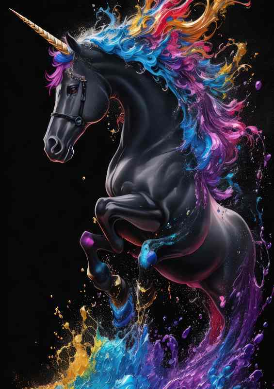 Unicorn magical colours with a hint of splash art | Metal Poster