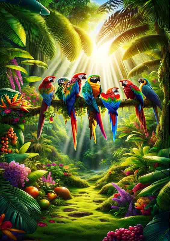 Jungle Parrot Paradise | Metal Poster