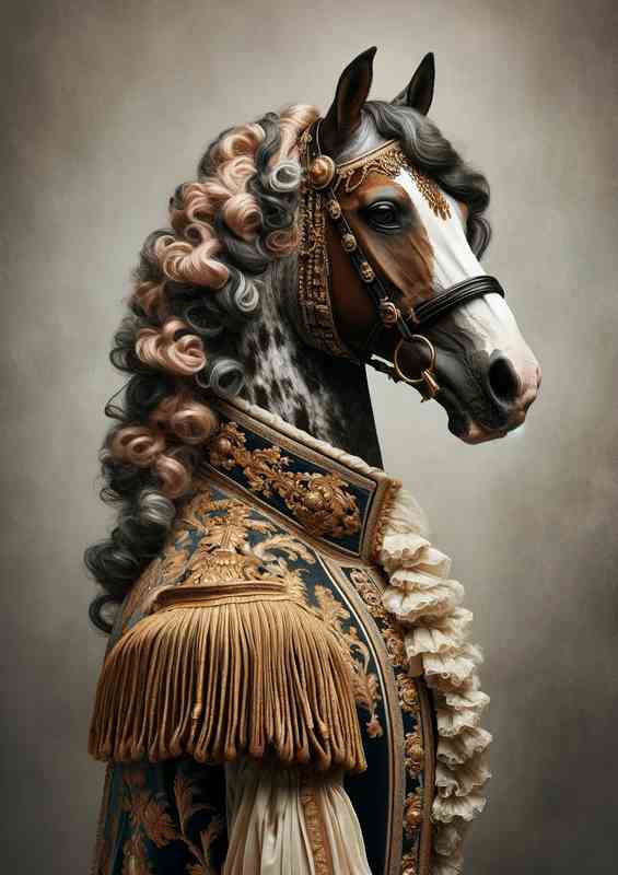 Regal Horse in Baroque Outfit | Metal Poster