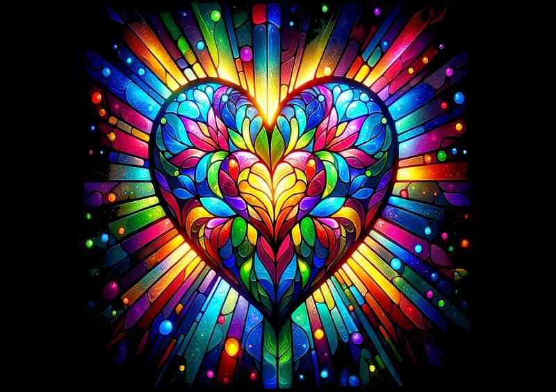 Stained Glass Heart Colorful Love Art | Metal Poster