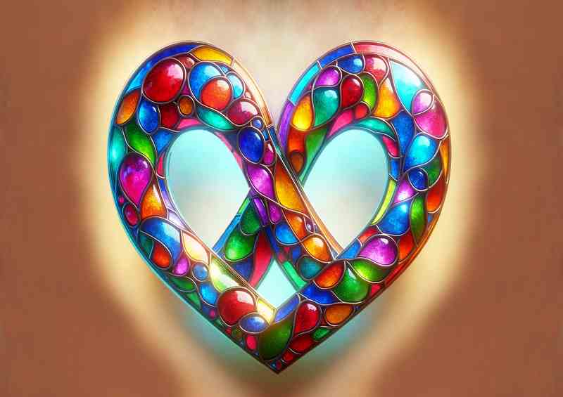 Colorful Glass Infinity Heart Vibrant Symbol Artwork | Metal Poster
