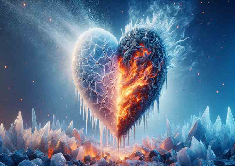 Heart Ice and Fire Fusion featuring a heart shape | Metal Poster