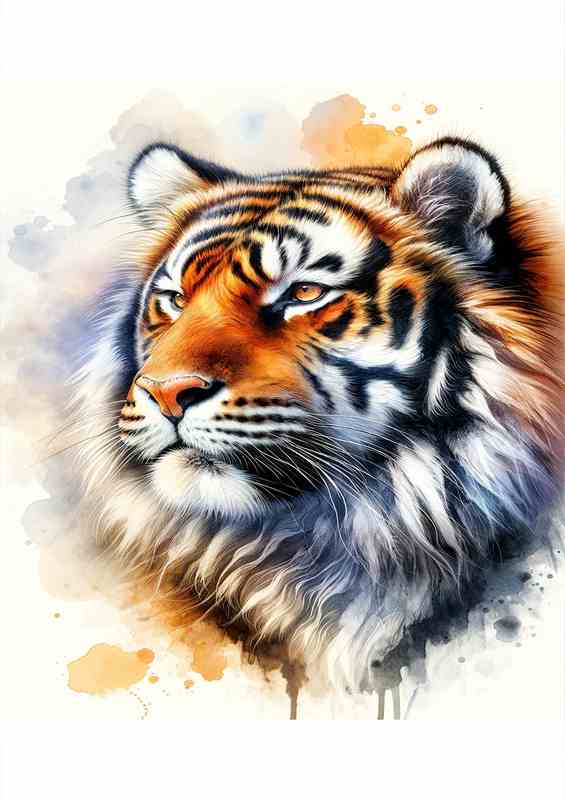 Tiger Watercolor Animal Art style | Metal Poster