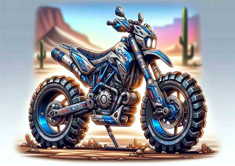 Cartoon Metisse Desert Race Motorcycle Art | Metal Poster