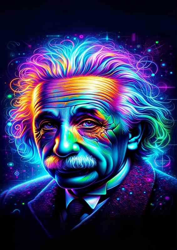 Einstein's Neon Metal Poster