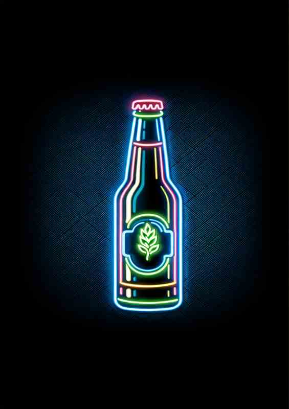 A beer bottle with no background ideal for a home bar | Metal Poster